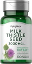 Piping Rock Milk Thistle Supplement 3000mg Xiv 124; 100 kapsułki Xiv; koncentrat Herbal Extract Xiv 124; Non-GMO, Gluten Free