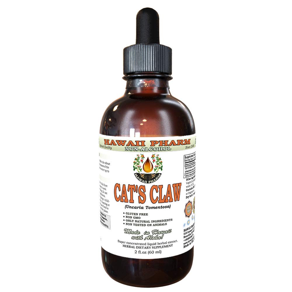 Hawaii Pharm Cat's Claw Alcohol-Free Liquid Extract, Cat's Claw (Uncaria Tomentosa) Dried Inner Bark Glycerite Natural Herbal Supplement 2 oz
