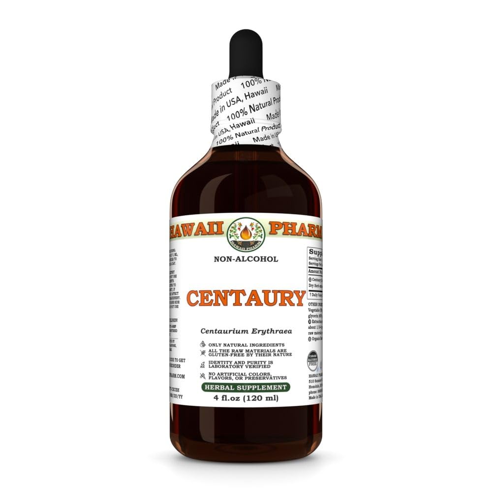 Centaury (Centaurium Erythraea) Dry Herb Glycerite, Made in Hawaii, Raw Materials, All Natural, Vegan, Lab Tested Alcohol-Free Liquid Extract - 4 fl.oz
