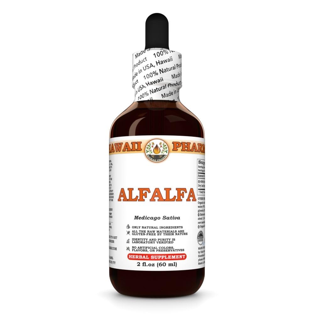 Alfalfa (Medicago Sativa) Dry Leaf Tincture, Made in Hawaii, Raw Materials, All Natural, Vegan, Pure Liquid Extract - 2 fl.oz