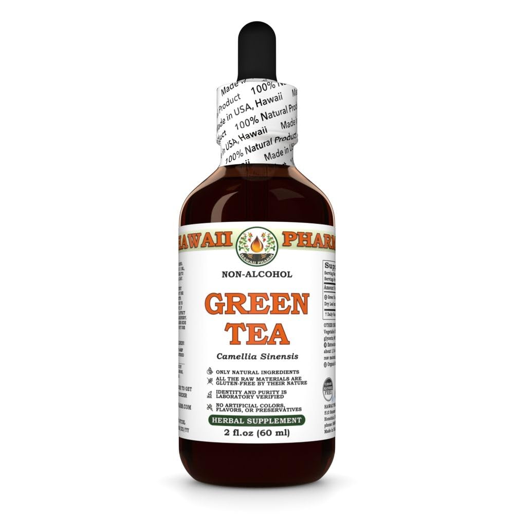 Green Tea (Camellia Sinensis) Dry Leaf Glycerite, Made in Hawaii, All Natural, Vegan, Lab Tested Alcohol-Free Liquid Extract - 2 fl.oz