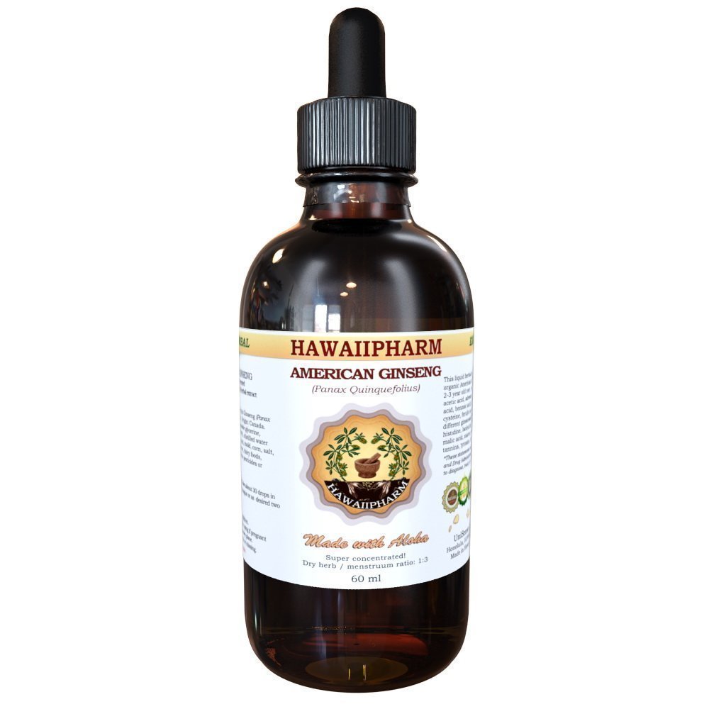 Hawaii Pharm American Ginseng Liquid Extract, Ginseng (Panax Quinquefolius) Dried Root Tincture 2 oz