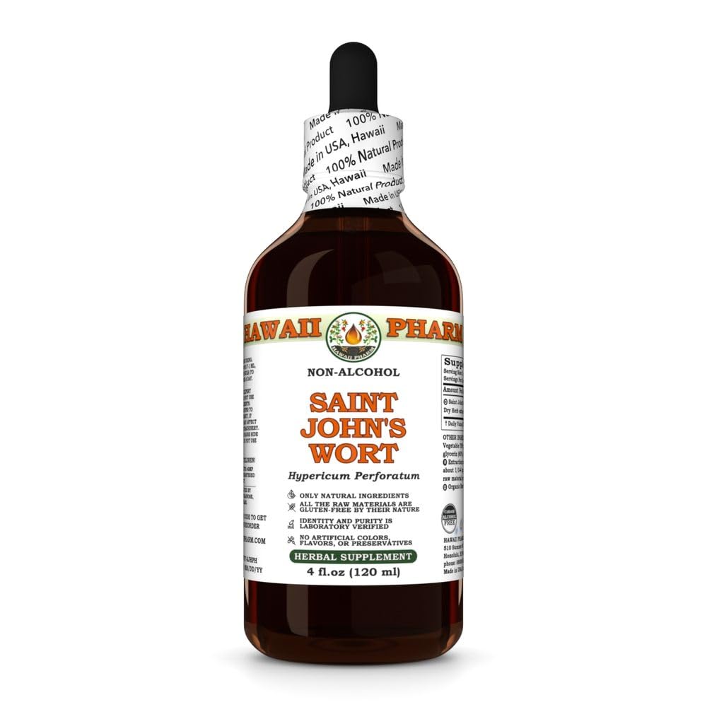 Saint John's Wort (Hypericum Perforatum) Dry Herb Glycerite, All Natural, Vegan, Lab Tested Alcohol-Free Liquid Extract - 4 fl.oz