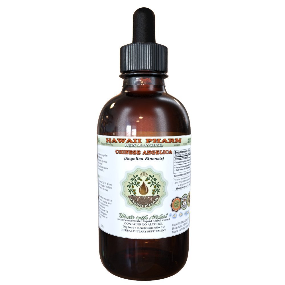 Hawaii Pharm Angelica Chinese Alcohol-Free Liquid Extract, Angelica (Angelica Sinensis) Dried Root Glycerite Natural Herbal Supplement 2 oz