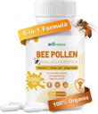 6-in-1 Bee Pollen Supplement, 여성 및 남성, 면역 및 에너지 지원, 비 GMO, 미국에서 만든 120 캡슐