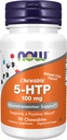 NOW Foods Supplements, 5-HTP (5-hydroxytryptophan) 100 mg, Neurotransmittor Support*, 90 Chewables