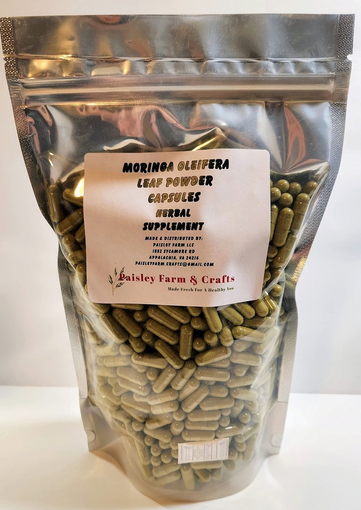 Moringa Oleifera Leaf Capsules Non GMO - Herbal Supplement - 100% Pure Leaf Powder! (900) - Made Fresh On Demand!