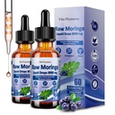2 Pack Raw Moringa Liquid Drops 8000 mg, Organic Moringa Oleifera Leaf Extract w. Supergreens Wheatgrass, Barley Grass for Antioxidant, Energy & Immune, High Potency Than Capsules Powder
