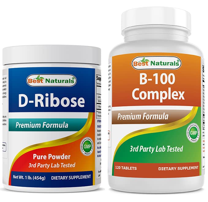 Best Naturals D-Ribose Powder 1 Pound & B-100 Complex
