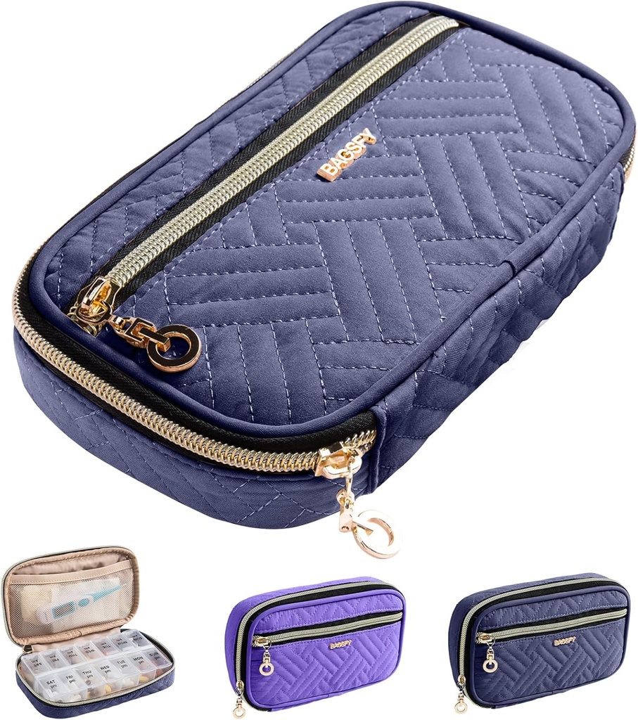 BAGSFY Pill Organizer Случай 2 пъти на ден-седмична медицина Организатор Travel Pill Box със 7 дни медицина случай контейнер за рибено масло, витамин, добавка