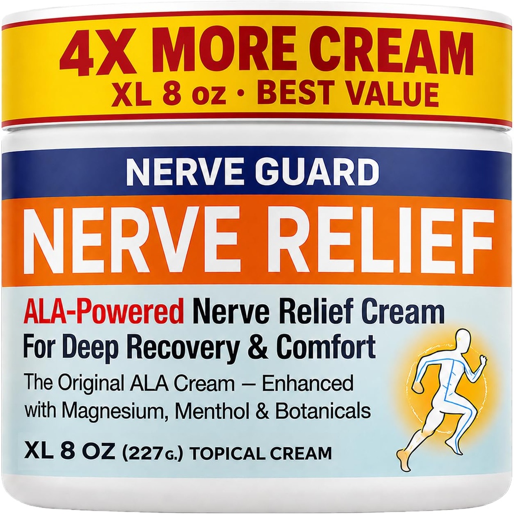 Neuropathy Cream – XL 8 oz – Maximum Strength Nerve Relief Cream for Feet Hands Legs Toes & Back – Fast Acting Relief with Menthol, Magnesium, ALA, Arnica – Fast-Aborbing Non-Greasy – Super Saver 8 oz