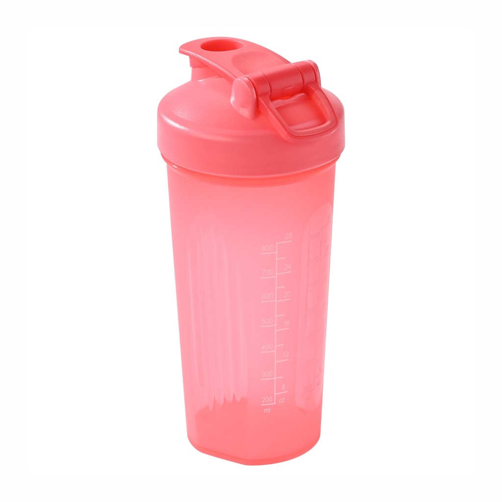 Fox Run Large Pink Blender Bottler, 28 oz Shaker Bottle with Stainless Steel Ball Whisk and Measurements