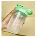 CHNLML Protein Shaker Bottle 400ML/16Oz w. Shaker Ball for Protein Shake, Shaker Bottle with Mixing Ball, Leak-Proof, BPA-Free, for Gym, Workout, Juice Mixer (Green/Clear, 16Oz-400ML-1Bottle)