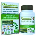 Premium Moringa Capsules with Black Pepper. Moringa Oleifera Powder & 50:1 Moringa Extract for Maximum Benefits 90ct All Natural NonGMO No Rice Powder No Stearate No Silicon Vegan