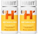 Suplemento de metabolismo de Hábitos 2 Pack (120 cápsulas) - soporta saúde Digestiva e metabolismo, vitamina B12, Selenio, Chromium, Apple Cider Vinegar, Vegan, Non-GMO