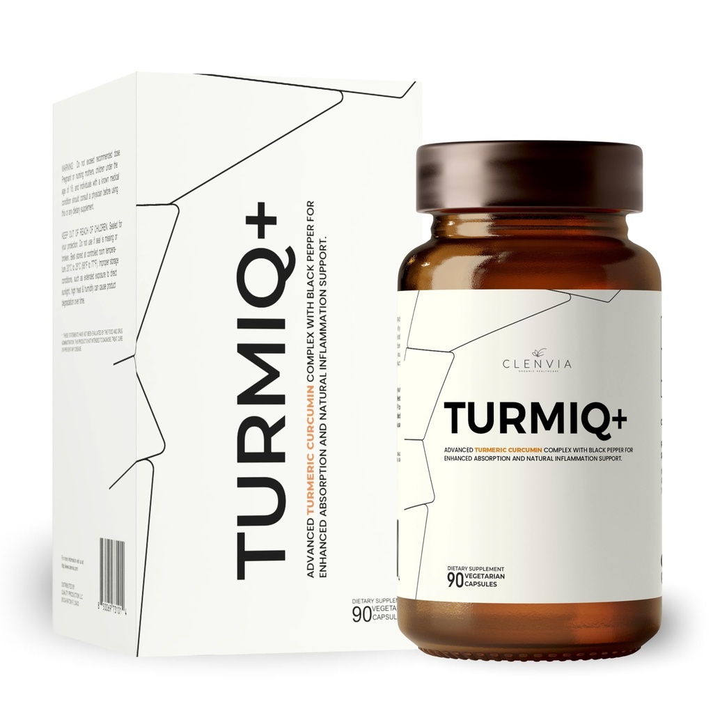Turmiq Plus – Premium Turmeric Curcumin Supplement with Black Pepper – 1000mg High-Strength Formula – 95% Curcuminoids – 90 Capsules, Vegan, Non-GMO, Made in USA