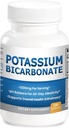Pure Potassium Bicarbonate Supplement Capsules pH Balance Pills, High Potassium Electrolytes 1200mg Serv. USA Made Bicarbonate Food Grade, Acid-Alkaline Balance Immunity Endurance 120 caps