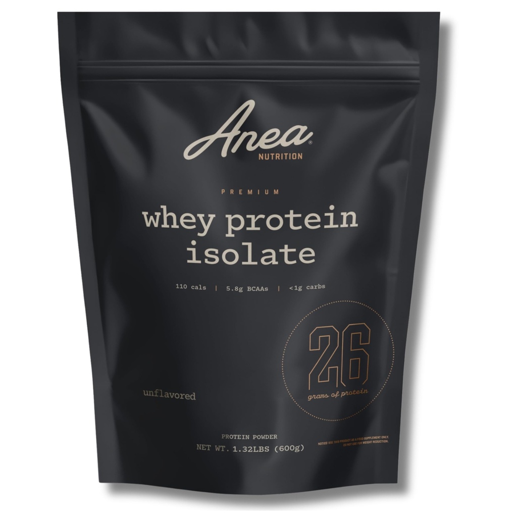 Anea Protein Powder, Whey Isolate Protein Powder, Whey Isolate, 5.8g BCAAs, RBST Free, Gluten Free, Soy Free, No Fillers, No Artificial Sweeteners, Unflavored, 26g Per Serving, 20 Servings