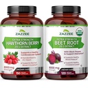 Zazzee Herbal B Pressure Support Bundle | 20:1 Organic Beet Root Capsules & 20:1 Extra Strength Hawthorn Berry Capsules | Non-GMO Vegan & ISO Lab Tested
