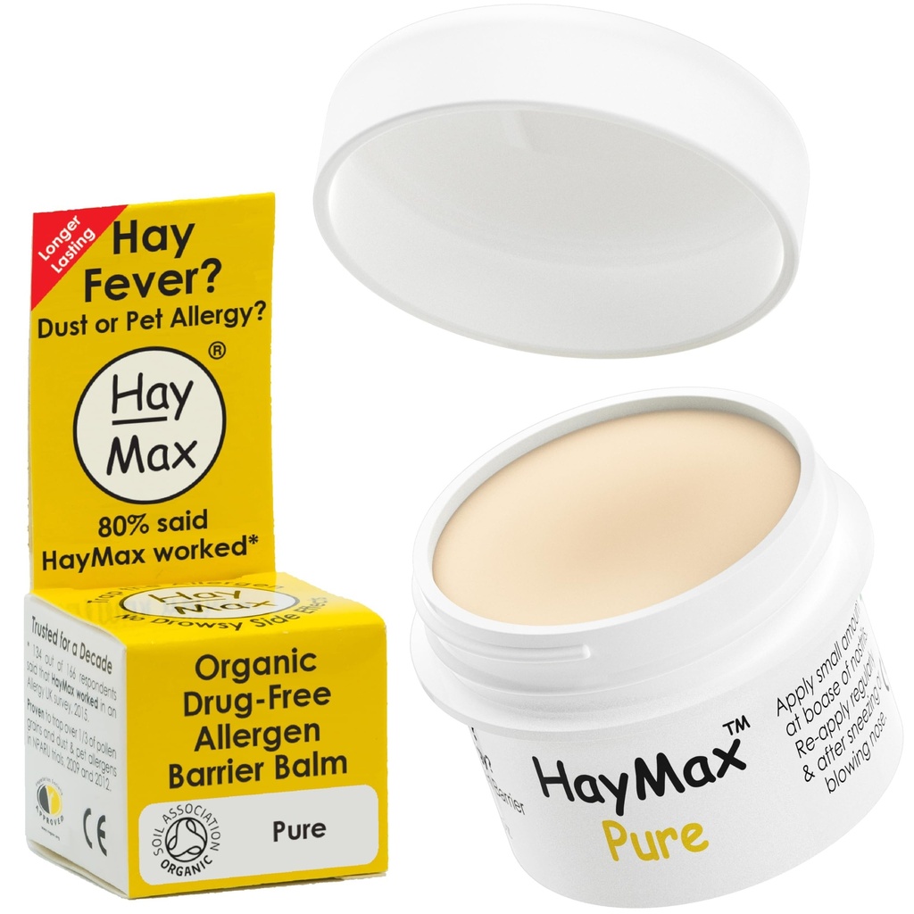 HayMax Allergen Barrier Balm - Pure 0.17 fl oz - Organic, Natural & Non-Drowsy Hay Fever & Allergy Relief Balm - Blocks Pollen & Other Allergen Particles - Great for Adults, Kids & Pregnant Women