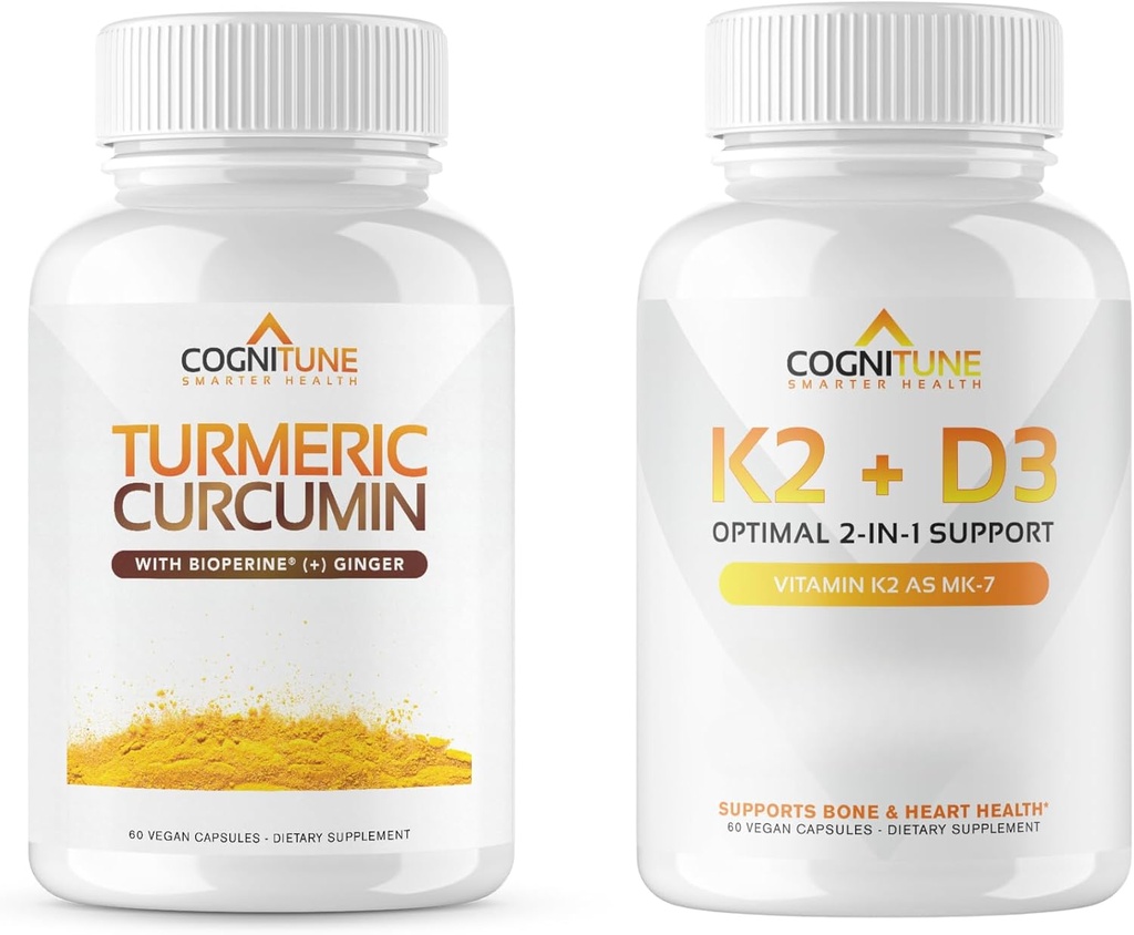 CogniTune Immune & Cardioviral Support Bundle - Witamina D3 5000j. m. + Witamina K2 z kurkuminą i imbirem
