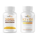CogniTune Immune & Cardiovascular Support Bundle - Vitamin D3 5000IU + Vitamin K2 with Turmeric Curcumin & Ginger
