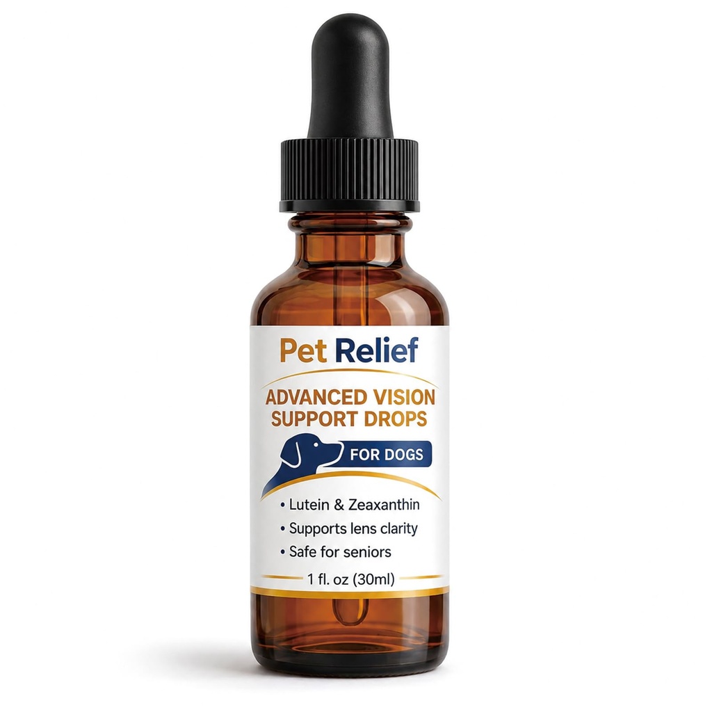 Pet Relief Advanced Vision, Gentle Daily Eye Support Drops for Dogs, Helps Maintain Clear & Comfortable Eyes, Clears Debris, Reduces Cloudiness, Easy Dropper Bottle