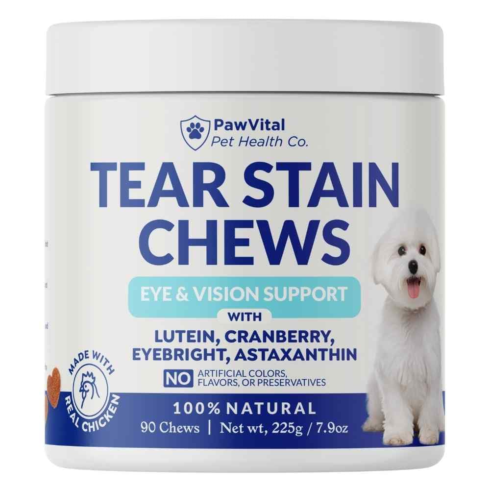 Tear Stain Chews for Dogs – Natural Tear Stain Remover & Eye Health Supplement with Cranberry, Lutein & Eyebright – Reduces Tear Stains, Supports Vision & Promotes Clear Eyes – 90 Soft Chews