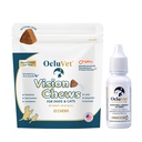 OcluVet Bundle Eye Supplements for Dogs & Cats | Vision Chews with Omega-3 for All Ages - Includes 15 Chicken Liver Flavored Chews & Pet Eye Drops, 16 mL | Antioxidants & 2% NAC for Cataracts