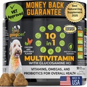 Googipet Premium 10 in 1 Dog Vitamin Multivitamin Chewable z probiotyki dla zdrowia Gut, Dog Vitamin i suplementy w / Witamina C & Glukozamina do wspólnego wsparcia (Kurczak i Flavor roślinny)