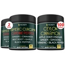 Herbpy Bundle 7in1 Turmeric Root 1510mg/serving (2pack60 for 60 Servings) & 6in1 Premium Ceylon Cinnamon Capsules 755mg/serving (100 Count 100 Servings)