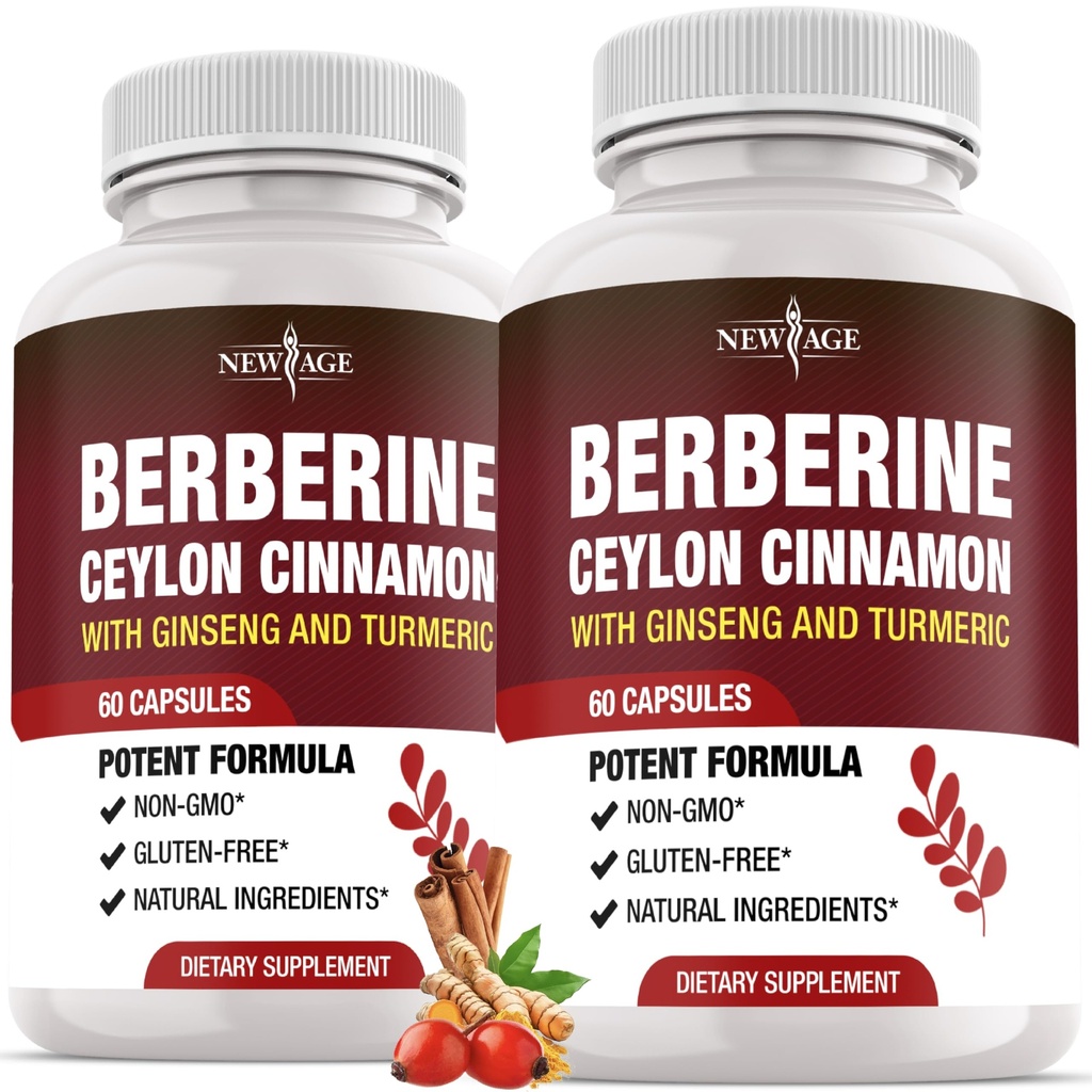 Berberine HCL Plus Ceylon Cinnamon Turmeric Licorice Extract, Gymnema Sylvestre, Apple Cider Vinegar, Berberine HCI Root Supplements Pills - 120 Count