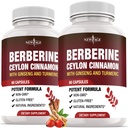 Berberine HCL Plus Ceylon Cinnamon Turmeric Licorice Extract, Gymnema Sylvestre, Apple Cider Vinegar, Berberine HCI Root Supplements Pills - 120 Count