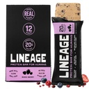 Lineage Provisions Protein Bar - Mixed Berry - 20g Grass Fed Whey Protein & Collagen - Gluten Free Snacks, No Seed Oils, Nothing Artificial - Sweetened with Raw Honey & Coconut Nectar - 12 Pack