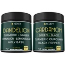 Herbpy Bundle 6in1 Dandelion Root Supplement 750mg/serving (100 Capsules) & 4in1 Black and Green Cardamom 755mg/serving (100 Capsules)