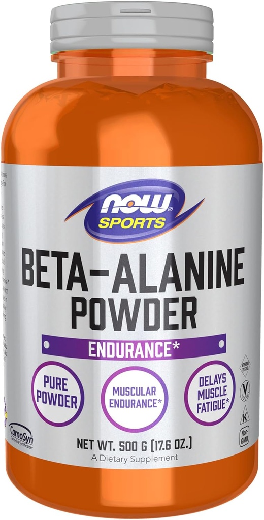 NOW Foods Sports Nutrition, Beeta-alaniin Pure Powder 2000 mg, lihaste vastupidavus *, 500 Grams