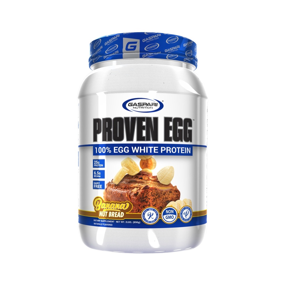 Gaspari Nutrition Proven Egg White Protein Powder, 100% Egg White Protein, 25g Dairy Free Protein Powder, Keto Friendly, Lactose, & Soy Free (2 lbs, Banana Nut Bread)