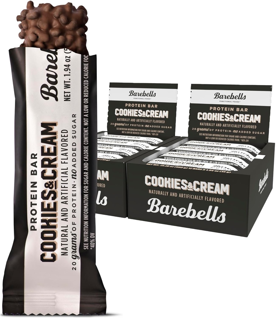 Barebells Protein Bars - Protein Snacks with High Protein - Chocolate Protein Bars - Perfect on The Go Protein Snack & Breakfast Bars (12 Count (Pack of 2), Cookies and Cream)