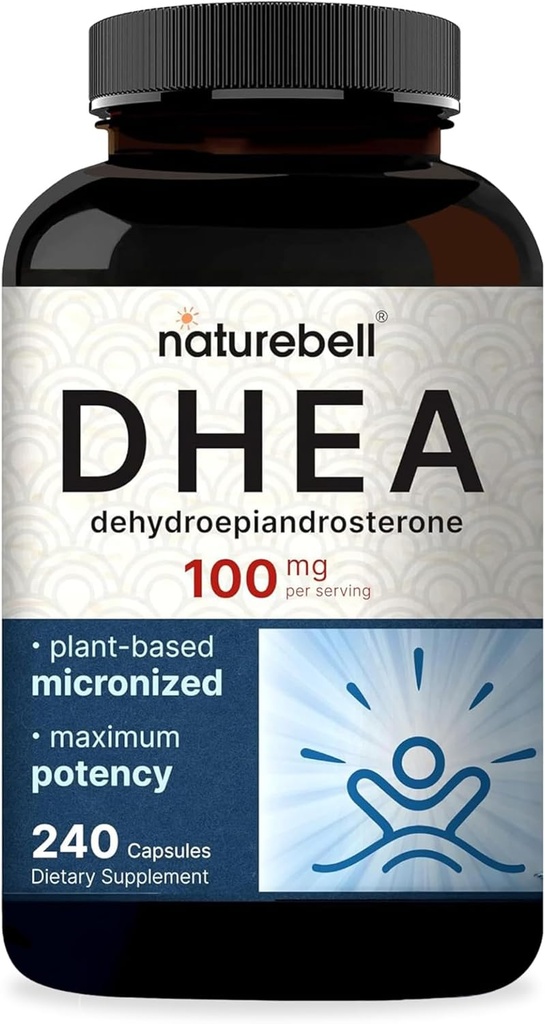 NatureBell DHEA 100mg, 240 Kapsüller | Max Strength, Daha yaxşı Absoruş üçün Micronized Grade - Kişi və Qadınlar üçün Enerji Level, Metabolizm və sağlam Ağlama - U.S.A