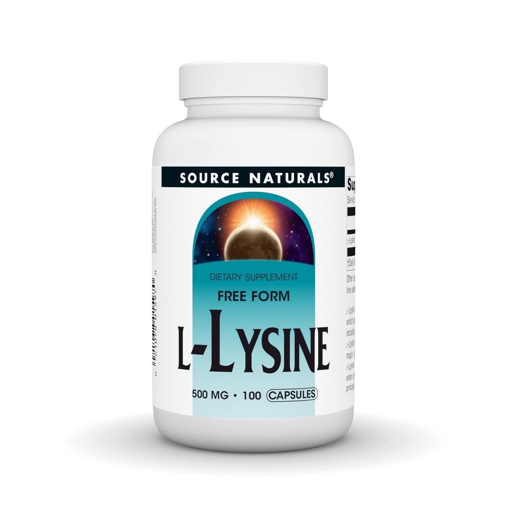 Source Naturals L-Lysine Free Form -Amino Acid Supplement Supports Energy Formation & Collagen - 100 Capsules