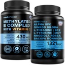 MEDCHOICE Methyl B Complex Capsules and Nootropic Brain Supplement for Memory and Focus - High Potency B Complex with L-Methylfolate and Ginkgo Biloba for Daily Cognitive Support