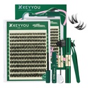 KEYYOU Flora Lash Clusters Kit Flaunt D Curl Natural Lashes 132pcs Lash Extension Kit 8-18mix Lash Clusters Fluffy Lashes with Ultra-Thin Soft Band with Remover Waterproof Bond and Seal(F01 Kit)