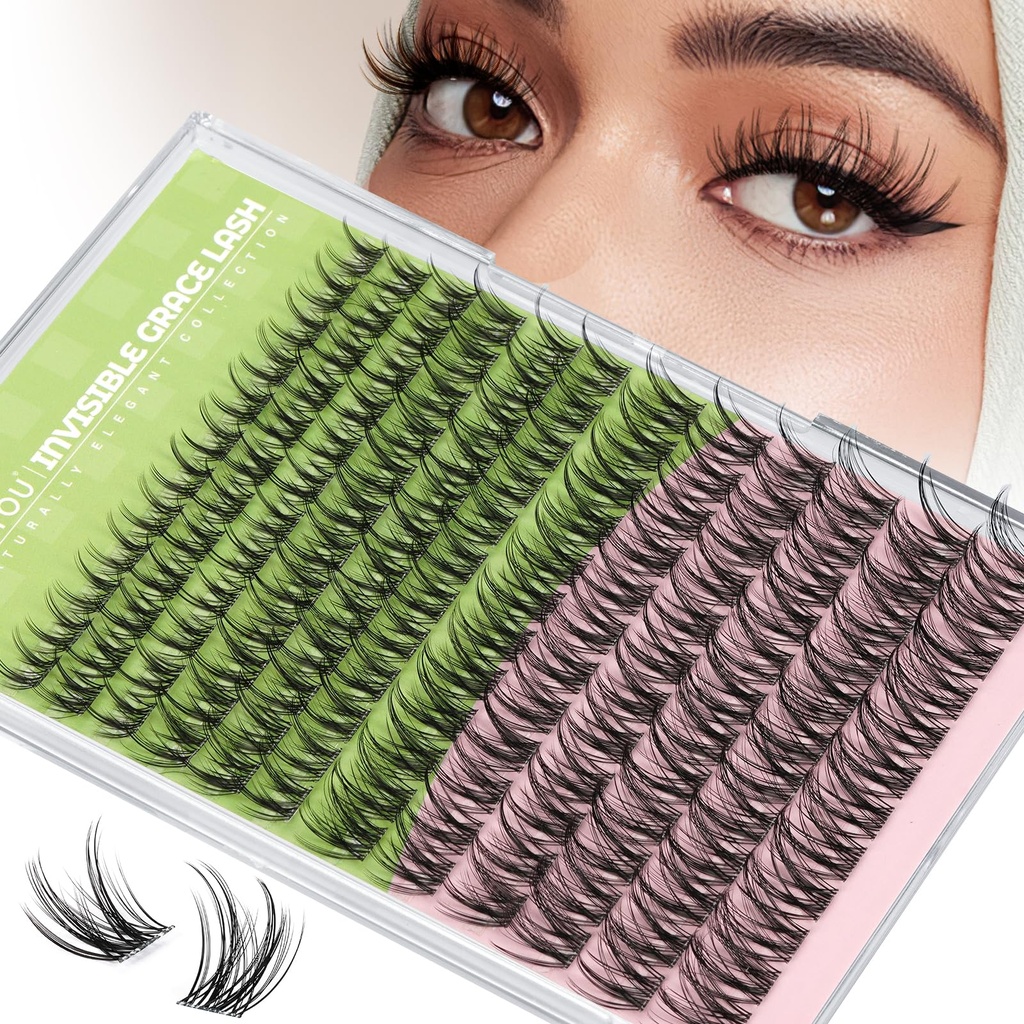 KEYYOU Fairy Angel Lash Clusters Manga Lash Extension C Curl 144Pcs Eyelash Extension Wispy Natural Invisible Band Lash with Waterproof DIY Lash Extension at Home(Angel-C-8-18MIX)