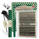 KEYYOU Lash Clusters Kit DIY Lash Extension Kit Eyelash Clusters Kit Individual Lashes Kit 0.07mm Fluffy Wispy D Curl Thin Band Lashes 30D+40D 9-16mm Mix 280pcs with Bond & Seal Glue Tweezers