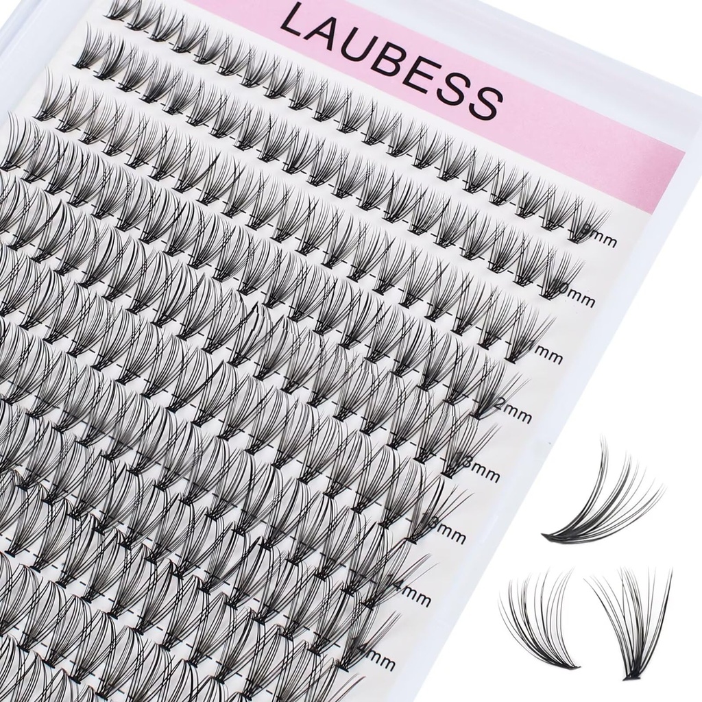 Cluster Lashes 240pcs 20D DIY Eyelash Extension D Curly Long Individual Lashes Mixed Tray Faux Mink Lash Clusters Extensions 0.07 0.10 Black (20D-0.07D-9-16mm)