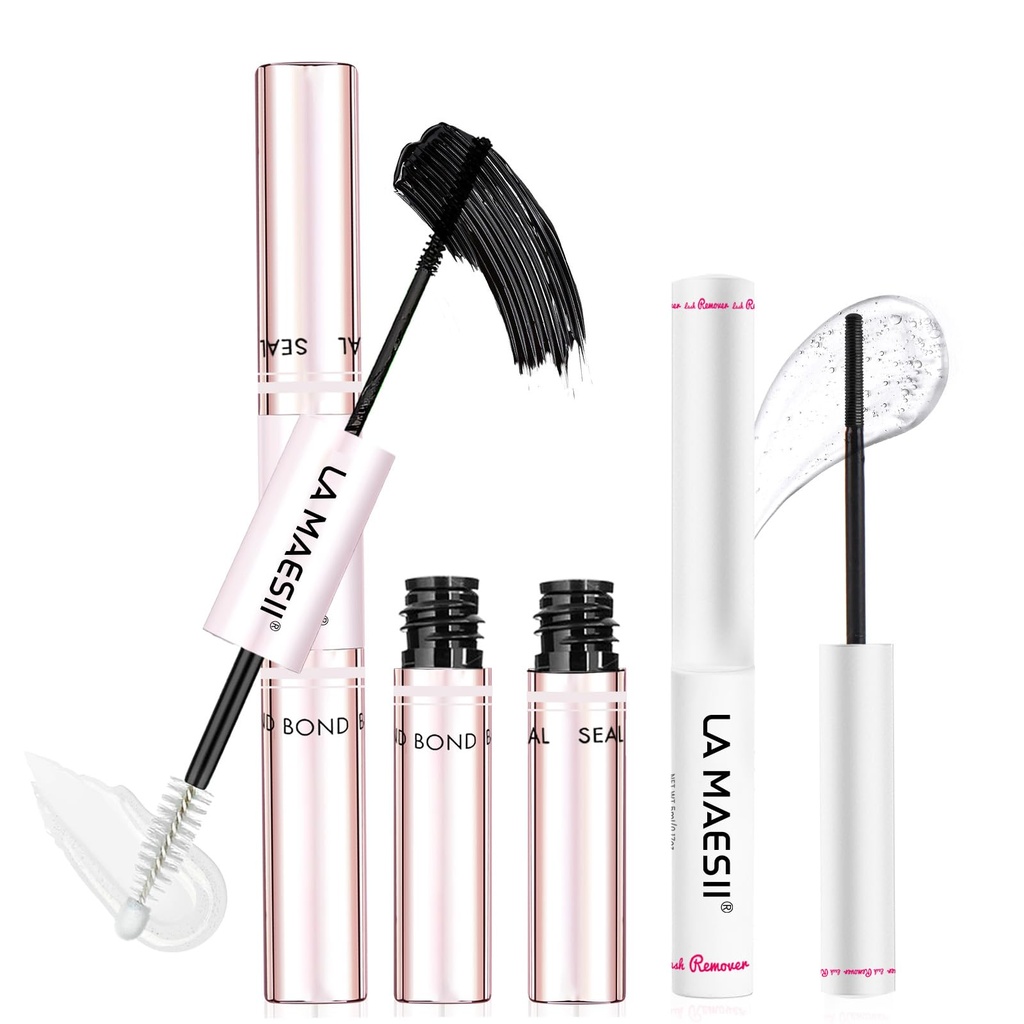 Lash Bond and Seal Remover Kit Waterproof Lash Cluster Glue with Strong Hold Eyelash Adhesive and Remover Non-Irritating Lash Glue Kit (10ML+5ML)