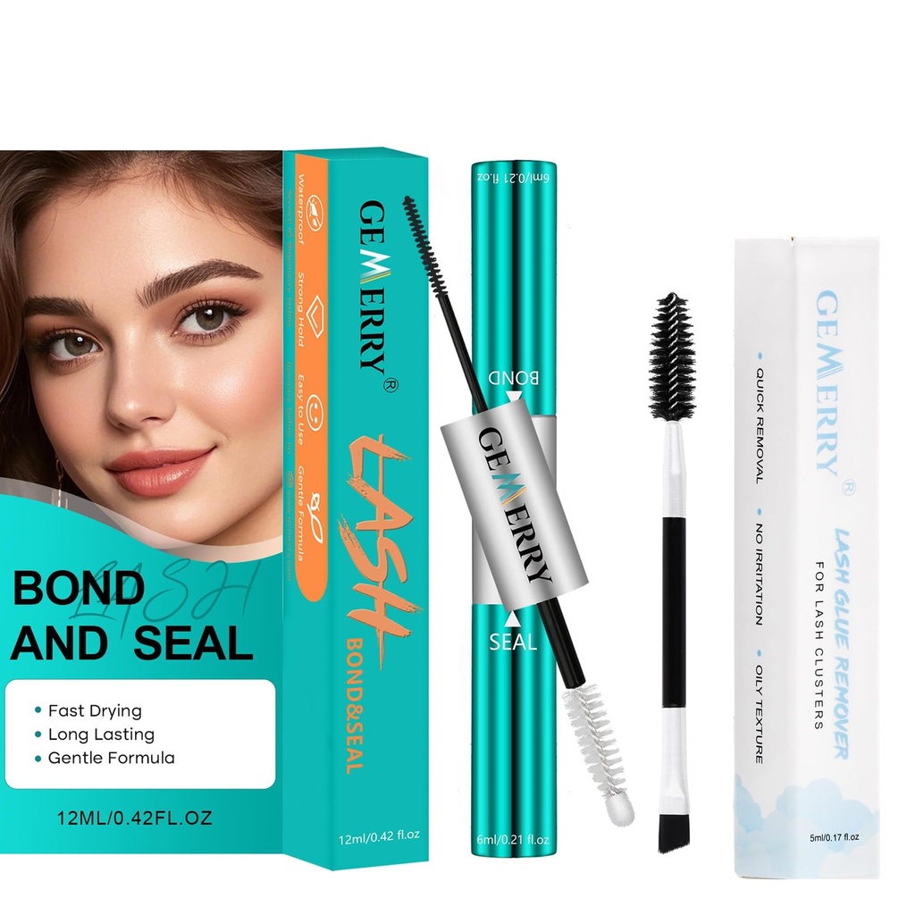 GEMERRY Lash Bond and Seal Waterproof 12ml & GEMERRY Lash Remover for Lash Extensions 5ml