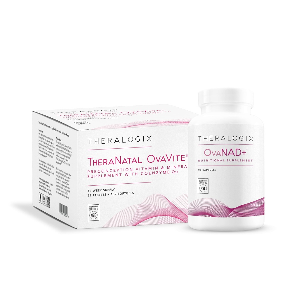 Theralogix TheraNatal OvaVite Preconception Vitamins + OvaNAD+ Egg Quality Support Bundle, (Pack of 2)