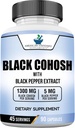 American Standard Additions Black Cohosh 1300mg per Serving with Black Pepper Fruit Extract - Веган, Gluten Free, Non-GMO, 90 капсули, 45 Сервиз