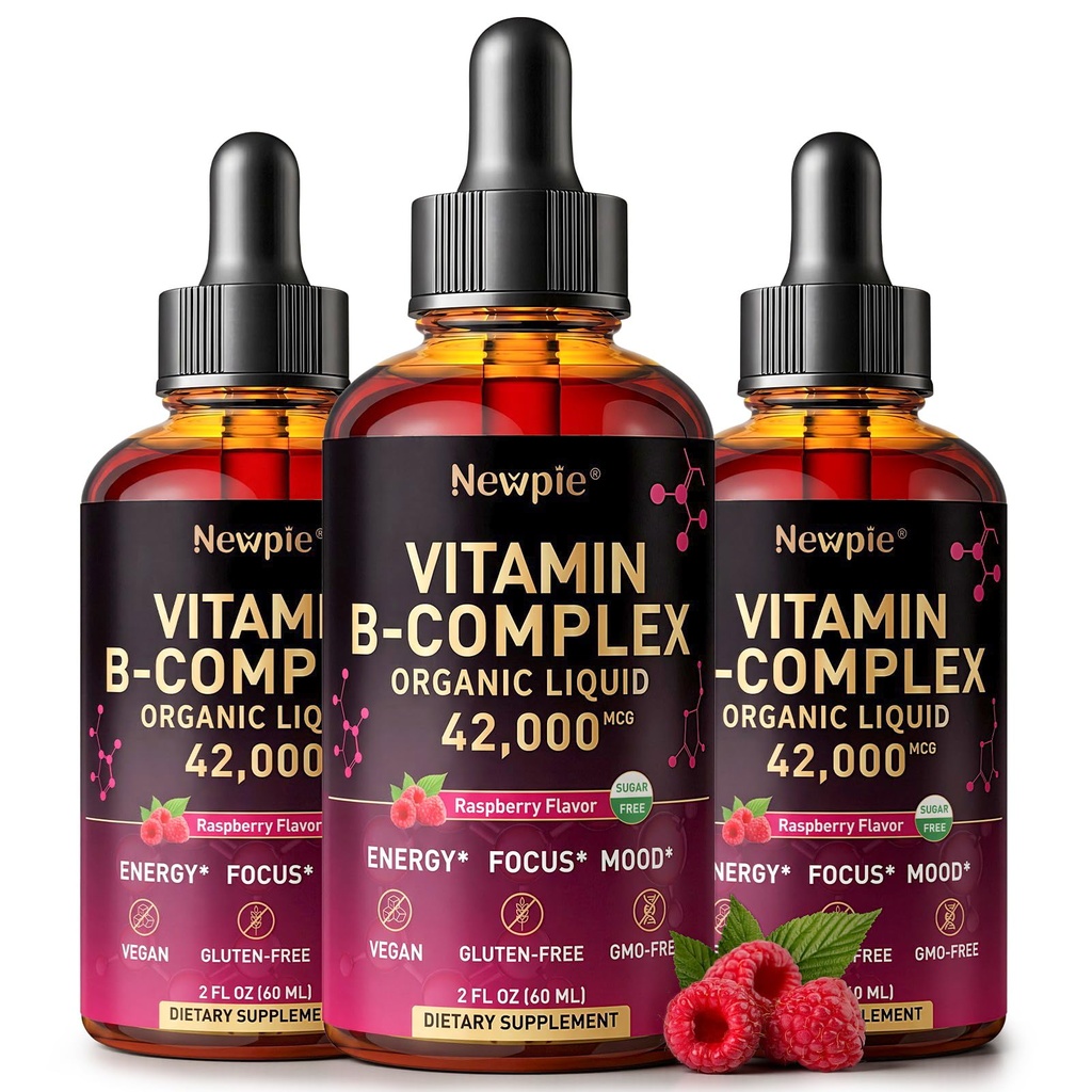Vitamin B Complex Liquid Drops - B12 Methylcobalamin, B6, B1, Niacin & Folate, Biotin, Vitamin C, Choline, Inositol, CoQ10 & Taurine - Methylated Sublingual for Energy & Focus - Vegan, Organic